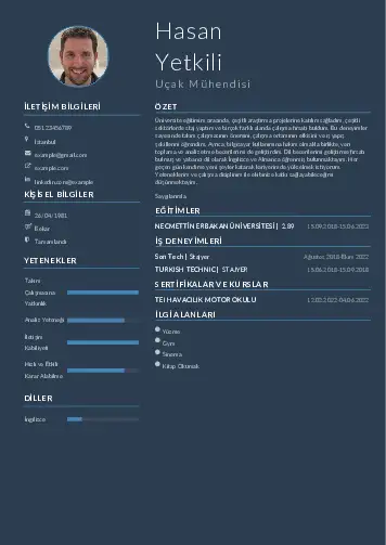 Havacılık Ve Uzay Uçak Mühendisi Cv Örnekleri cv indir